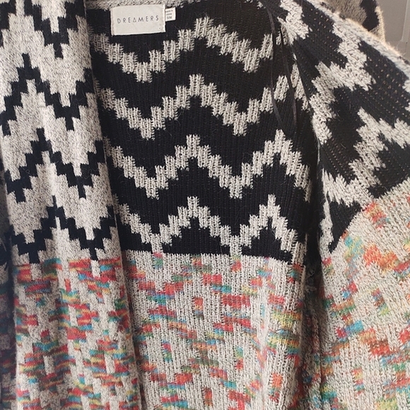 Cozy Southwestern Festival Multi Color Aztec Long Open Cardigan Sweater S-M - Picture 12 of 13